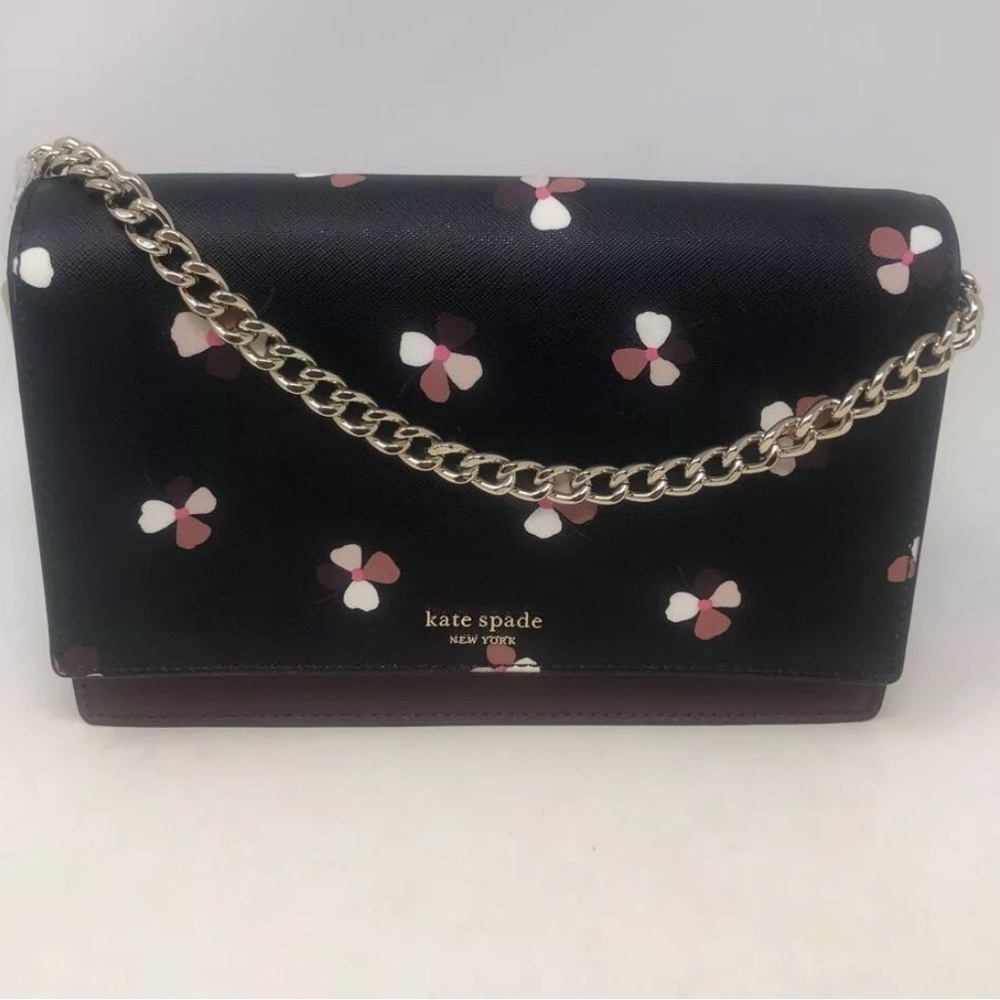 Kate Spade Black and Purple Crossbody Bag with Gold‎ Chain